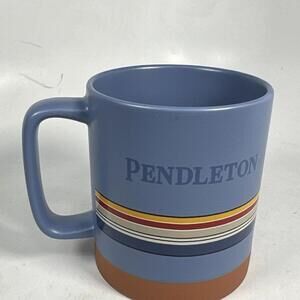 Pendleton Woolen Mills | Sky Blue Multi Stripe 18 oz Stoneware Coffee Tea Mug